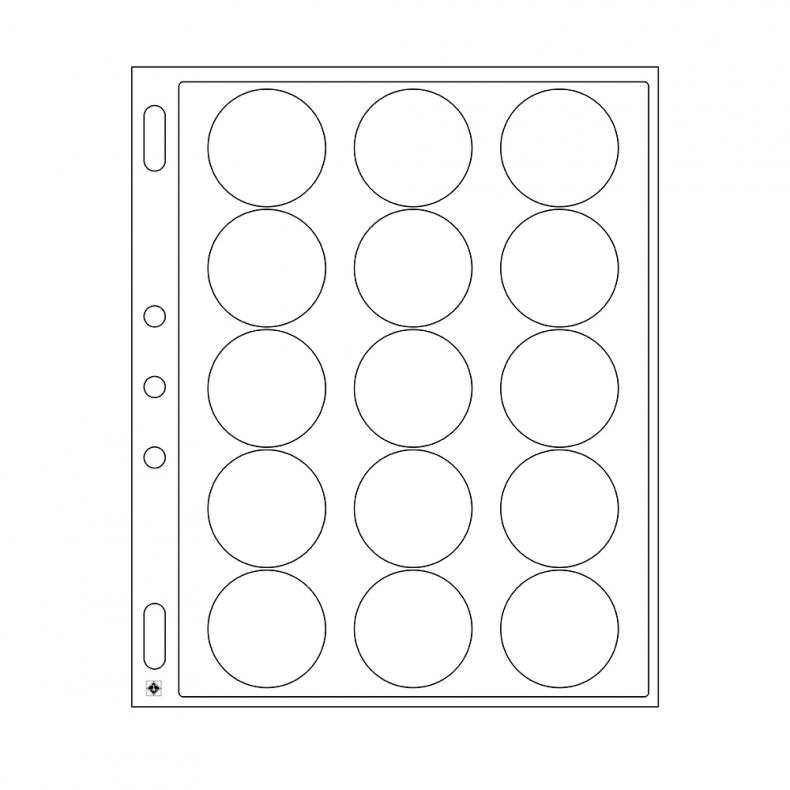 Лист ENCAP для 15 монет в капсулах диаметром 44 и 45 мм